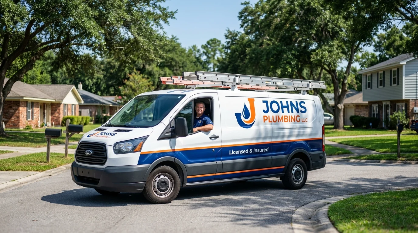 Johns Plumbing LLC service van in Glastonbury, CT
