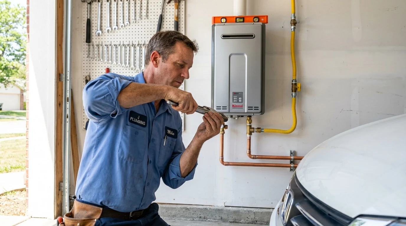 Tankless water heater installation by a Johns Plumbing LLC plumber in Glastonbury